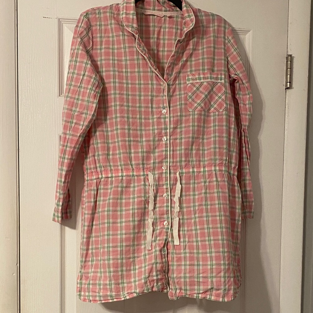 Victoria Secret Women’s Pink Plaid Drawstring Shirt